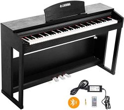 LAGRIMA 88 Key Weighted Digital Piano w/Bluetooth & MP3 Function, Remote Control, Power Supp ...