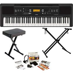 Yamaha PSREW300 76-Key Portable Digital Keyboard, a Double Braced X-Style Keyboard Stand, X-Syle ...