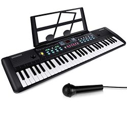 61 Keys Keyboard Piano, Digital Electric Piano with Built-In Speaker, Microphone, Sheet Stand an ...