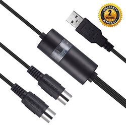 USB MIDI Cable Interface, Upgrade Professional MIDI to USB IN-OUT Cable Converter For PC/Mac/Lap ...