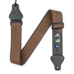 Guitar Strap Soft Cotton Shoulder Straps with Leather Ends, Pick Holders for Bass, Electric & ...