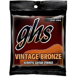 GHS Strings VN-L Vintage Bronze Acoustic Guitar Strings, Light (.012-.054)