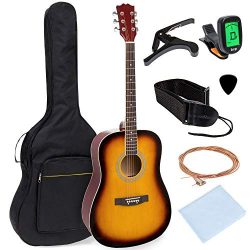 Best Choice Products 41in Full Size All-Wood Acoustic Guitar Starter Kit w/Foam Padded Gig Bag,  ...