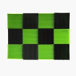 (12 Pk) Green / Charcoal acoustic foam tiles soundproofing foam panels sound insulation soundpro ...