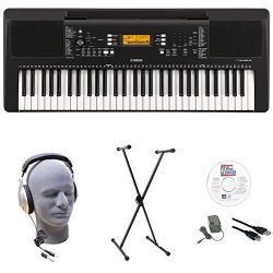 Yamaha PSR-E363 EPS 61-Key Premium Lighted Keyboard Pack with Stand, Headphones, Power Supply, U ...