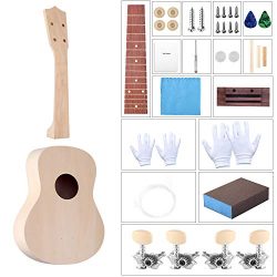 DIY Ukulele Kit with Installation Tools Wooden Small Hawaiian Guitar Ukalalee for Kids Students  ...