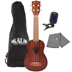 Makala Soprano Ukulele by Kala MK-S Bundle with a Kala Tote Bag, Kala Tuner and Lumintrail Polis ...