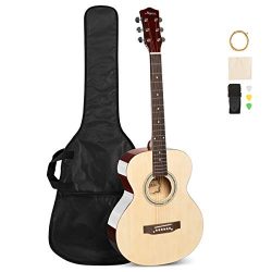 ARTALL 39 Inch Handmade Solid Wood Acoustic Dreadnought Guitar Beginner Kit with Gig Bag, String ...