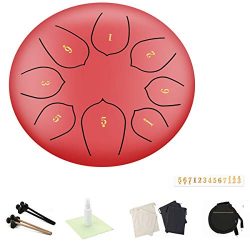 HADMB Steel Tongue Drum, 8 Inch 8 Tones Pan Drum with Pair Of Mallets，Storage bag， Percussion  ...