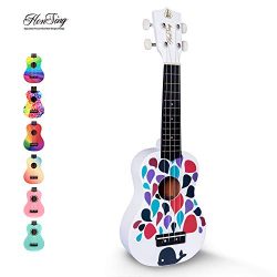 Honsing Soprano Ukulele Whale Design Ukulele for Beginner with gig Bag