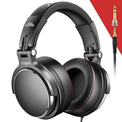 Vogek Over-Ear DJ Headphones, Prefessional Studio Monitor Mixing DJ Headset with Protein Leather ...