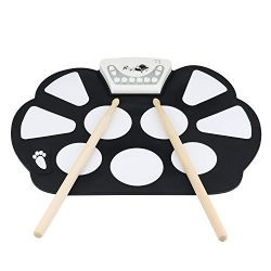 Vazussk Portable USB Electronic Roll up Drum Pad Kit Silicon Foldable Drum Set with Stick Foot S ...