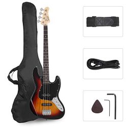 GLARRY 4 String GJazz Electric Bass Guitar Full Size Right Handed with Guitar Bag, Amp Cord and  ...