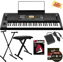 Korg EK-50 Entertainer Keyboard Bundle with Adjustable Stand, Bench, Sustain Pedal, Instructiona ...