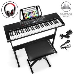 Best Choice Products 61-Key Beginners Electronic Keyboard Piano Set w/LED Screen, Recorder, 3 Te ...