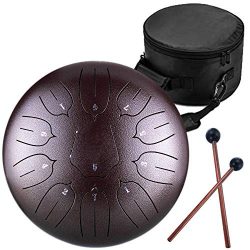 Steel Tongue Drum – 11 Notes 12 inches – Percussion Instrument -Handpan Drum with Ba ...