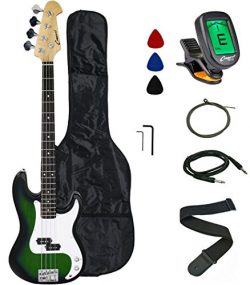 Crescent Electric Bass Guitar Starter Kit – Translucent Green Color (Includes CrescentTM D ...