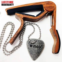 WINGO Quick Change Wooden Guitar Capo for Acoustic Guitar, Electric Guitar,Bass,Ukulele- Rosewoo ...