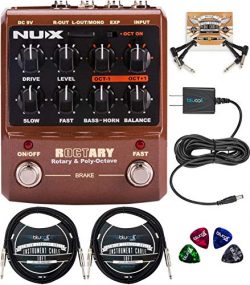 NUX Roctary Force Rotary Speaker Multieffect Pedal Bundle with Blucoil Slim 9V 670ma Power Suppl ...