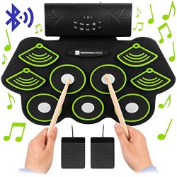 Best Choice Products 9 Pad Roll Up Bluetooth Electric Drum Set w/Headphone Jack, Speaker, Pedals ...