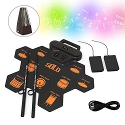 GosCrazy Beginners Electronic Drum Set, 9 Pads Portable Electric Drum Kit with Headphone Jack, F ...