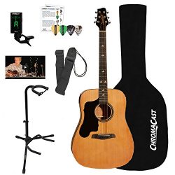 Sawtooth Left-Handed Acoustic Dreadnought Guitar with Black Pickguard & ChromaCast Accessori ...