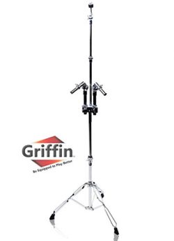 Double Tom Drum Stand with Cymbal Arm by Griffin | Premium Percussion Set Hardware with Dual Dru ...