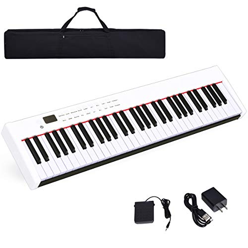 Costzon BX-II 61-Key Portable Touch Sensitive Digital Piano, Electric Keyboard W/MIDI & Blue ...
