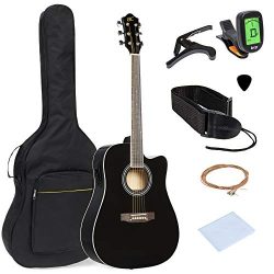 Best Choice Products 41in Full Size Acoustic Electric Cutaway Guitar Set w/Capo, E-Tuner, Bag, P ...