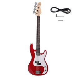 Z ZTDM Electric Bass Guitar Full Size 4 String Exquisite Burning Fire Style Electric Bass for Ad ...