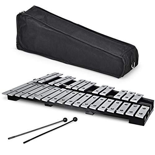 Giantex Foldable Glockenspiel Xylophone 30 Note, with Wood Base and 30 Metal Keys, 2 Rubber Mall ...