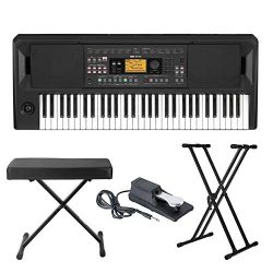 Korg EK-50 Entertainer Keyboard with Knox Adjustable X Style Keyboard Bench, Adjustable Keyboard ...