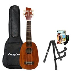 Sawtooth ST-UKE-MPS-KIT-2 Mahogany Pineapple Ukulele with Quick Start Guide, Stand, Gig Bag & ...