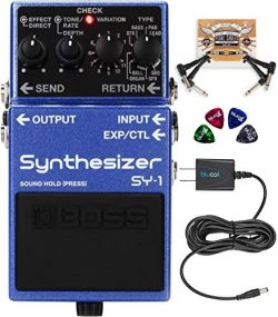 BOSS SY-1 Polyphonic Synthesizer Effects Pedal Bundle with Blucoil Slim 9V 670ma Power Supply AC ...