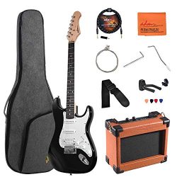 ADM Electric Guitar Beginner Kit 39 Inch Full Size Sunburst, Starter Package with Amplifier, Bag ...