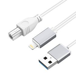 MeloAudio USB 2.0 Type-B OTG Adapter and Charging MIDI Cable Compatible iOS Devices to Midi Cont ...