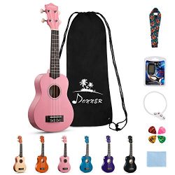 Donner DUS-10K Soprano Ukulele Ukelele Beginner Kit for Kids Students 21 Inch Rainbow with Bag,  ...