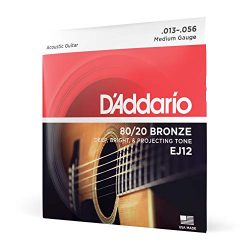 D’Addario EJ12 80/20 Bronze Acoustic Guitar Strings, Medium, 13-56