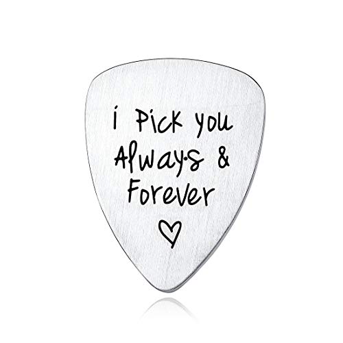 Stainless Steel I Pick You Always and Forever Lettering Guitar Picks Celluloid Mediators For Aco ...
