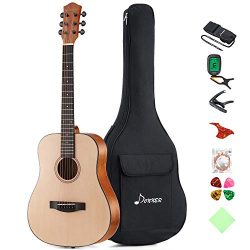 Donner 36” Dreadnought Acoustic Guitar Package 3/4 Size Beginner Guitar Kit DAG-1M Spruce  ...