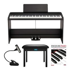 KORG B2SP 88-Key Digital Piano with Stand + 3 Pedal Unit bundle with Knox Gear Bench, Music Ligh ...