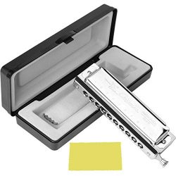 Chromatic Harmonica 10 Holes 40 Tone in C Key Stainless Steel Chromatics Harmonica with Hard Bea ...