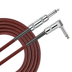 Pulais Guitar Instrument Cable 10 Foot Cord 1/4 inch Right Angle to Straight 10 ft Cable for Bas ...