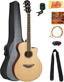 Yamaha APX600 Thin Body Acoustic-Electric Guitar – Natural Bundle with Gig Bag, Tuner, Str ...