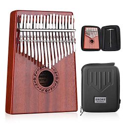 GECKO Kalimba 17 Keys Thumb Piano Builts-in EVA High-Performance Protective Box, Tuning Hammer a ...