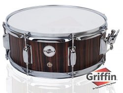 Snare Drum by Griffin | Black Hickory PVC Glossy Finish on Poplar Wood Shell 14″ x 5.5R ...