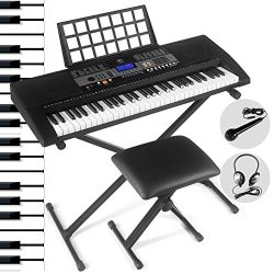 61 Key Portable Electronic Keyboard Piano Keyboard with LCD Screen，Headphones, Microphone, Pian ...