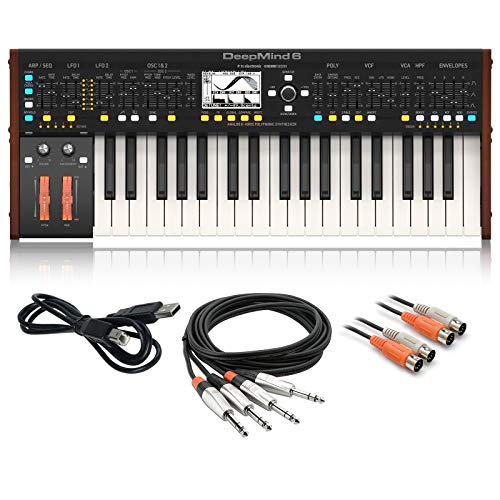 Behringer DeepMind 6 True Analog 6-Voice Polyphonic Keyboard Synthesizer bundle with Cable Kit