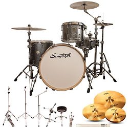 Sawtooth Command Series 4-Piece Shell Pack with 24″ Bass Drum, Hardware & Zildjian ZBT ...