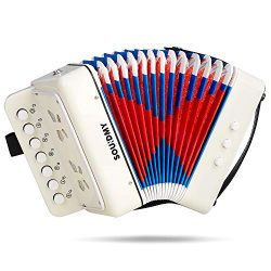 Souidmy Kids Accordion, 10 Keys Button Toy Accordian include 3 Air Valve, Mini Musical Instrumen ...